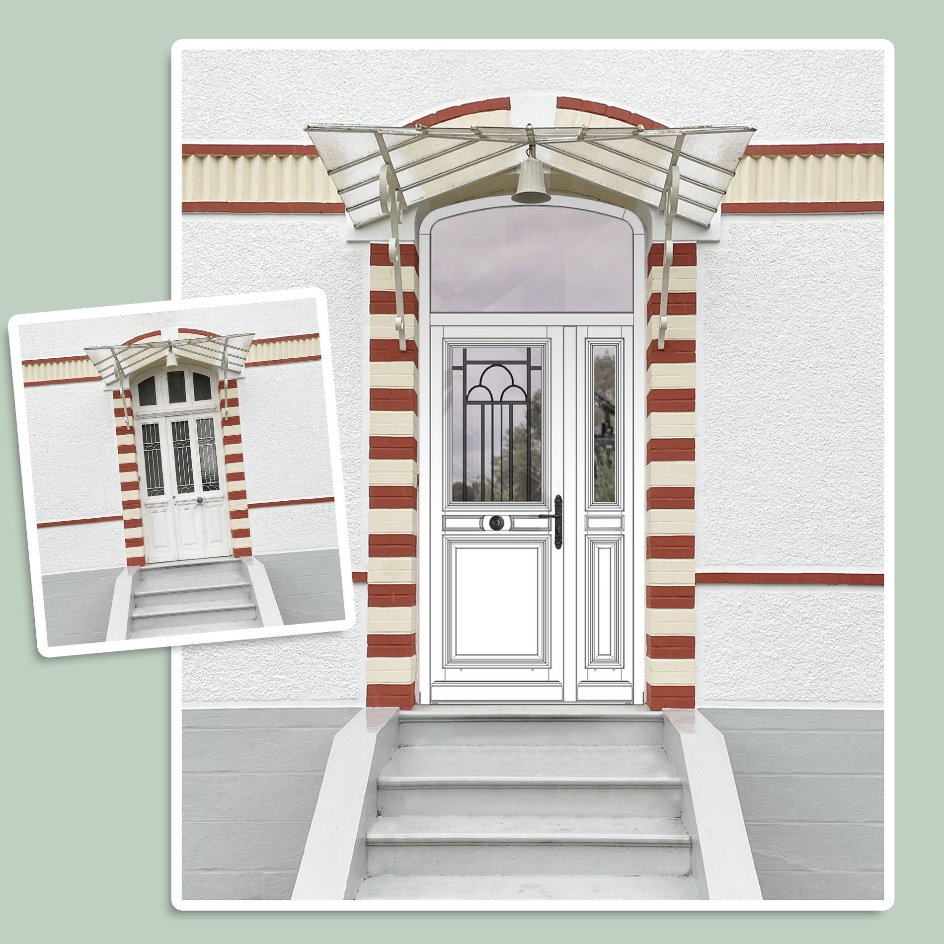 Graphic CRi - projection avec un montage photoshop d'une porte d'entrée d'après un dessin technique