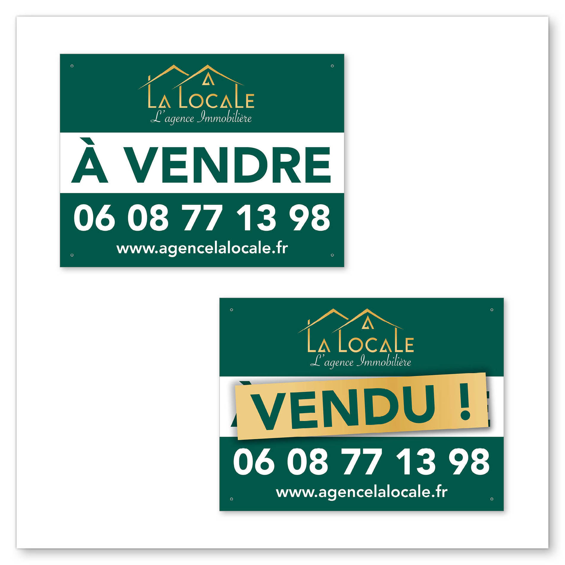 Christelle Perere GraphiCRi identité visuelle logo La Locale agence immobilière Limoges ruchoux panneaux à vendre